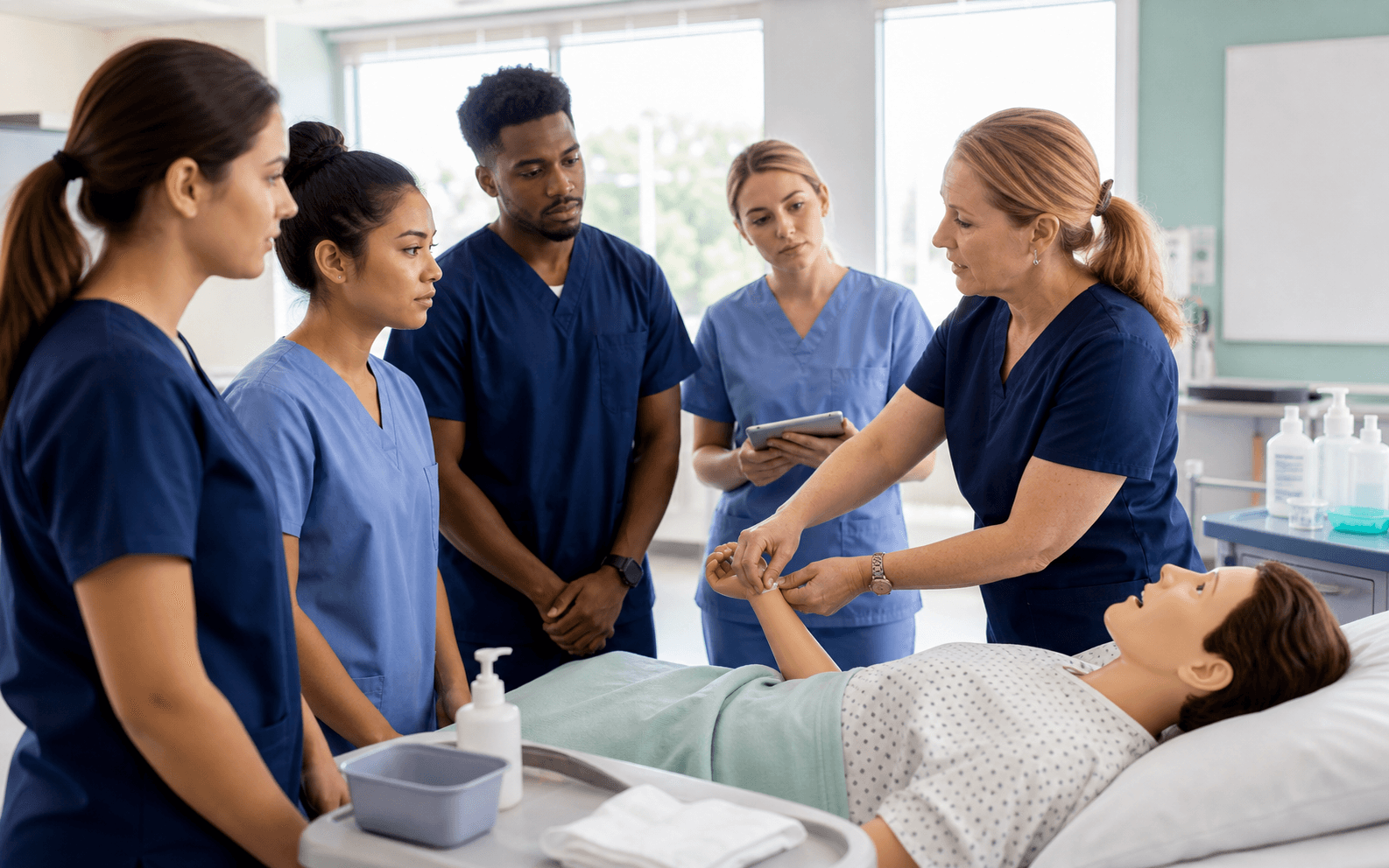Facility training instructor leading healthcare staff education